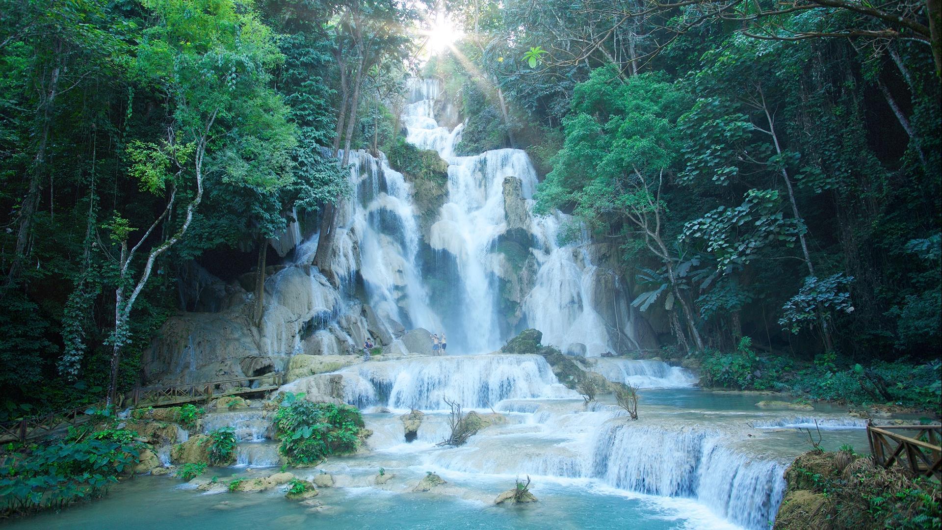 Luang Prabang Bike to Kuang Si Waterfall & Cruise the Mekong River 1 Day